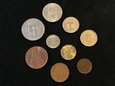 Full Pre-Decimal 9 Coin Queen Elizabeth Half Crown Florin Shillings 1953 Circ.