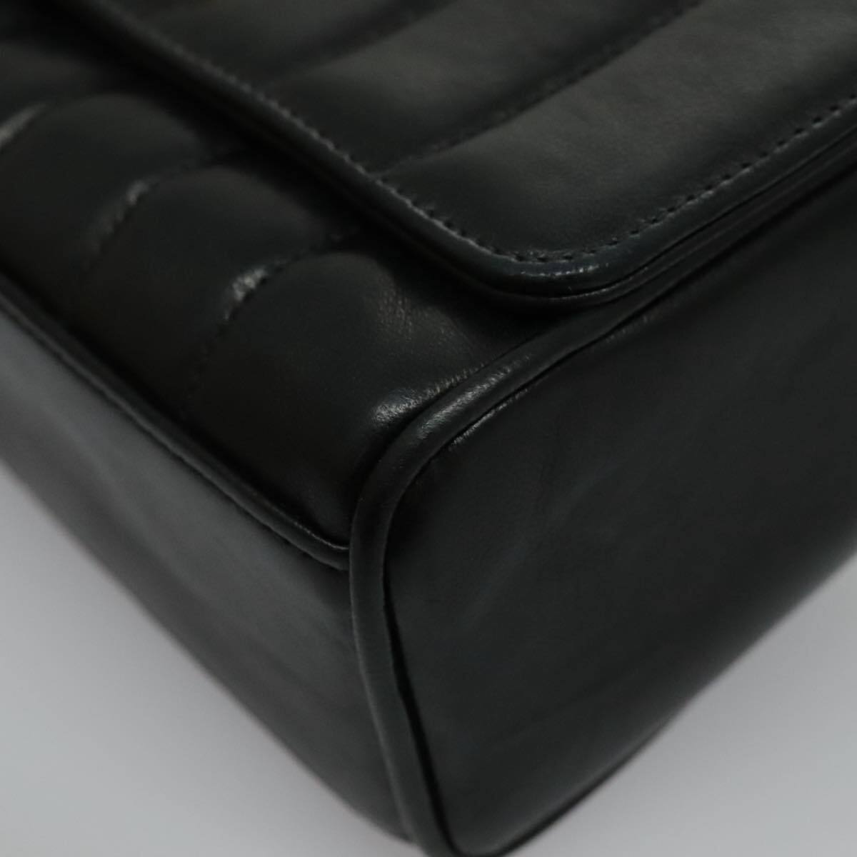 CHANEL Mademoiselle Shoulder Bag Lamb Skin Black Gold CC Auth yk15502AV