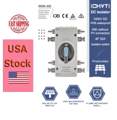 PV Isolator Switch DC1000v IP66 Disconnect Circuit Breaker For Solar-Panels 4P