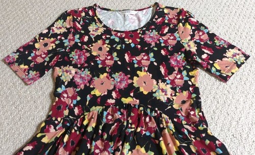 Downeast Womens Small Multi-Color Floral Rayon Blend Short Sleeve Dress 24Y - Picture 3 of 8