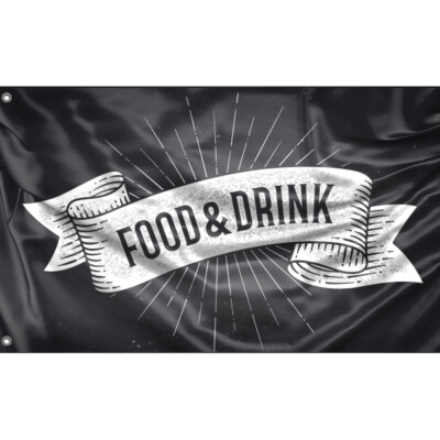 Food And Drink Ribbon Flag Flagge/Fahne Unikales Design 90x150 Herg. in EU