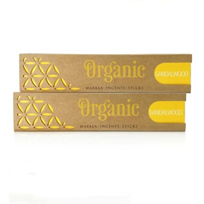 Song of India 2 Boxes Organic Goodness Sandalwood Masala Incense Sticks 15g Box