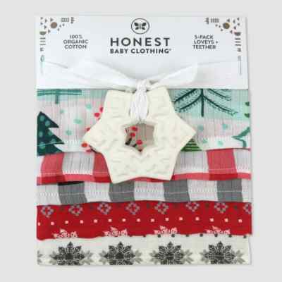 Honest Baby Organic Cotton Lovey Cloths & Teether Set - 5 pcs