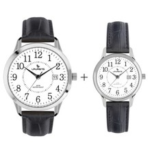Orologio Uomo + Orologio Donna LAURENS 30144AA + 30146AA Pelle Nero (2 Orologi)