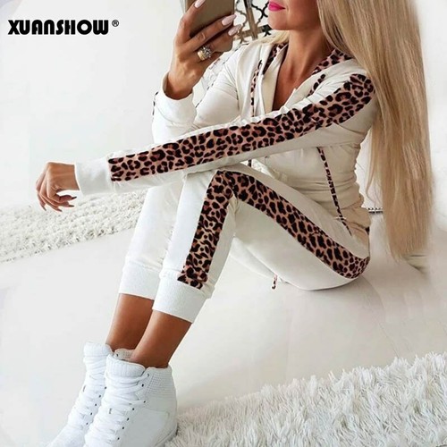 Sudaderas Y Pantalones Chándal Grueso Estampado Leopardo Para Mujer Deporte  2Pcs | eBay