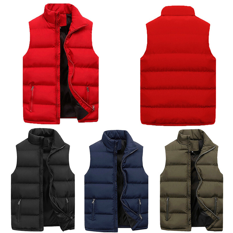 Men's Winter Warm Quilted Sleeveless Padded Vest Jacket Coat
