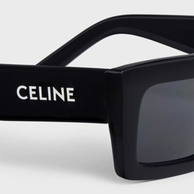 Celine CL40214U 01A Black Grey Lens Rectangular Women Sunglasses