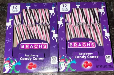 Brachs ~ Raspberry Candy Cane Christmas 5.3 oz 24-Canes ~ 2-Pack ~ 06/2027