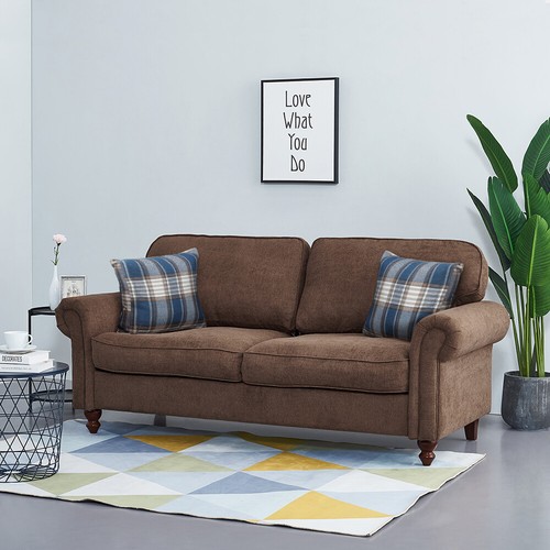 Luxury 2, 3 Seater Linen Fabric Couch Sofa Armchair with 2 Pillows Living Room - Picture 23 of 86