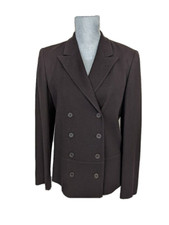 Prada Italy Brown Crepe Wool Double Breasted Lightweight Blazer 42, Nwt $4,400