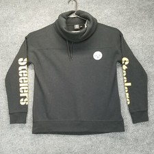 NFL Pittsburgh Steelers Shirt Women Medium M Black Turtleneck Drawstring Arm Hit