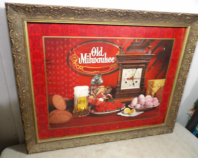 Vintage 1950s60s Old Milwaukee Beer Cardboard Clock Sign Rare HTF