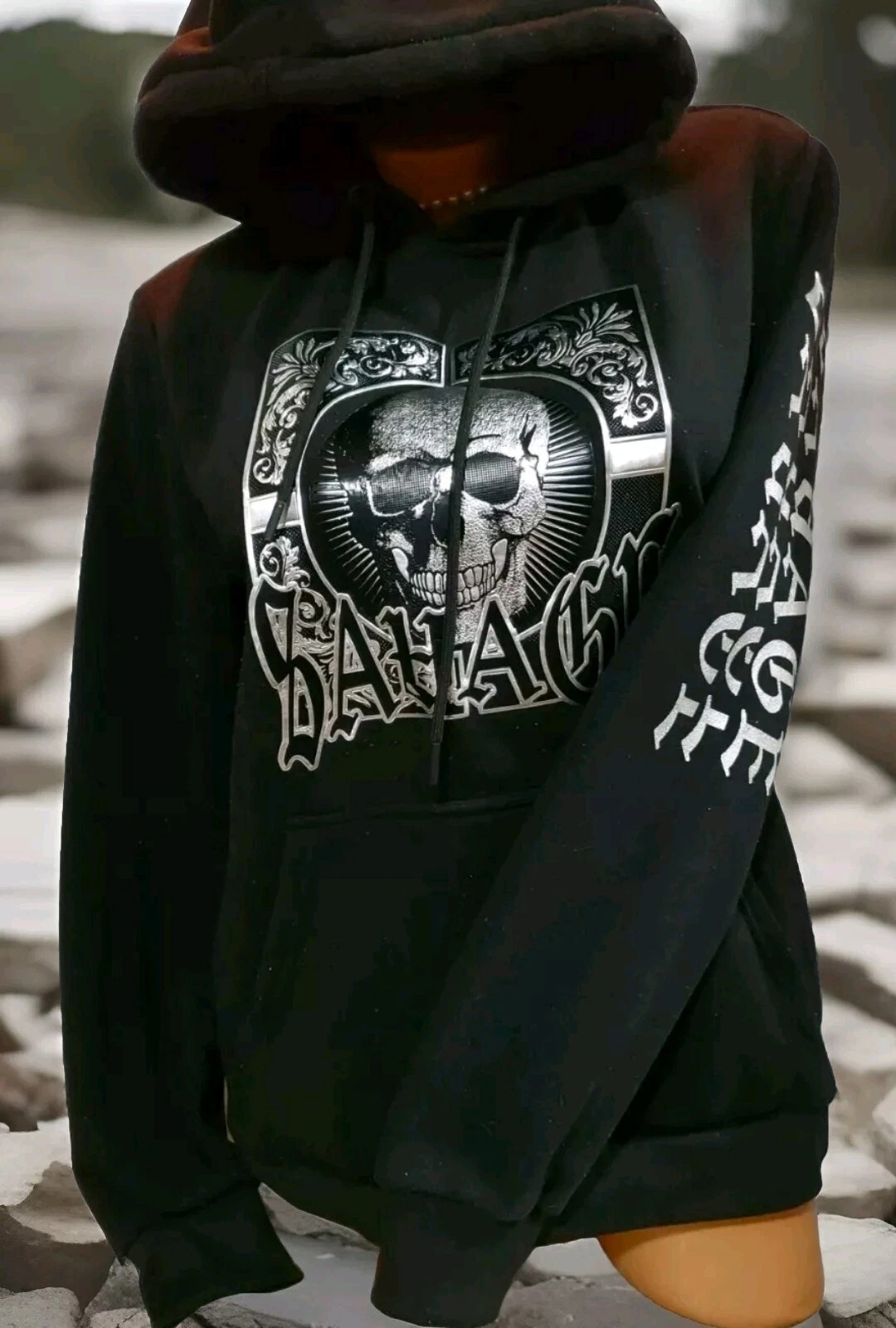 ?HOMME CR 24 CHROME EDGE SAVAGE SKATER GRUNGE SUPREME SKULL HOODiE M