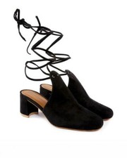 NIB - BY FAR Women's 'WILD ORCHID' Black SUEDE HEEL MULE SHOES - 35 (US 5)