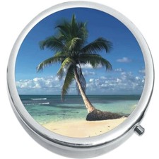 Palm Tree Paradise Beach Medicine Vitamin Pill Box