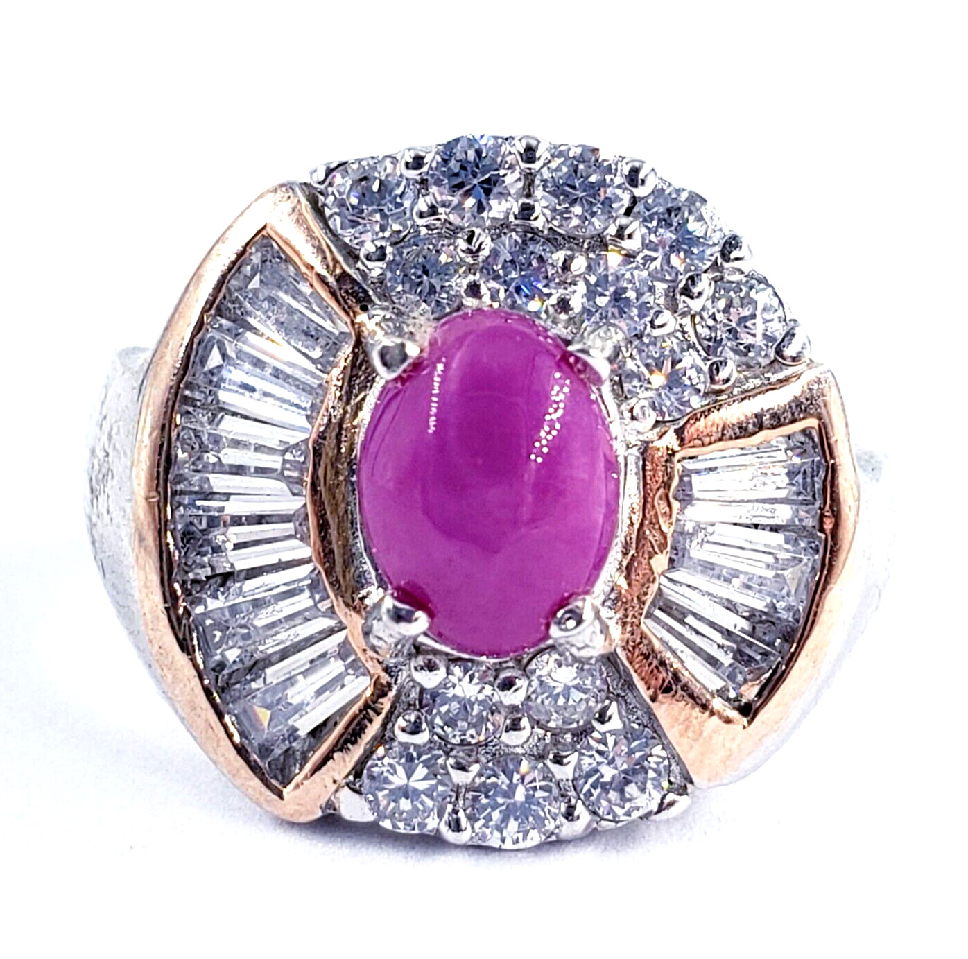 925 Sterling Silver Star Ruby CZ Ring Womens Size… - image 2