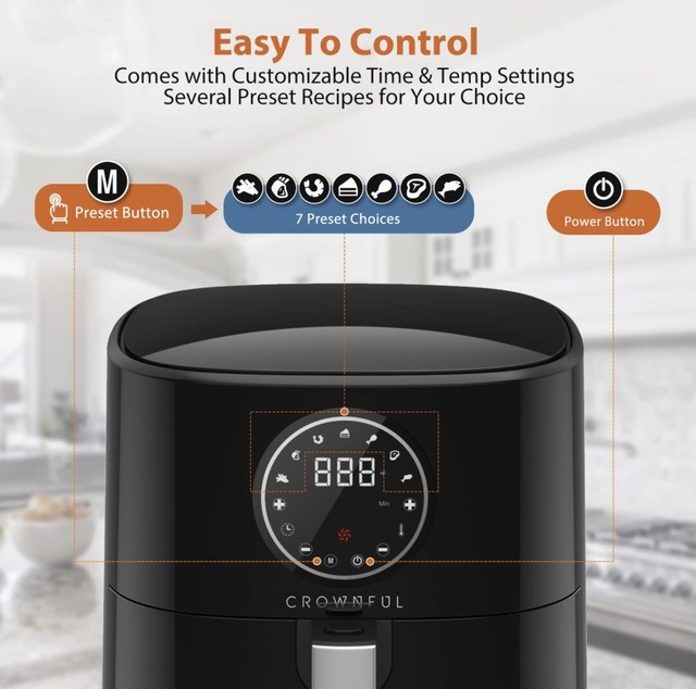 Crownful 5 Quart Air Fryer Electric Hot Oven Oilless Cooker，lcd Digital
