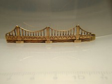 80er J. Krawattenhalter amerikanisch Skyline Stadt Messing Bronze Brücke 6,5 g