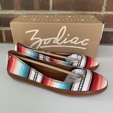 Zodiac Womens Dawn Padded Insole Slip On Striped Flats Loafers US 7 M NEW