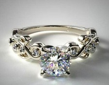 2.37Ct White Round Cut CZ Vintage Floral Engagement Wedding Ring In 925 Silver