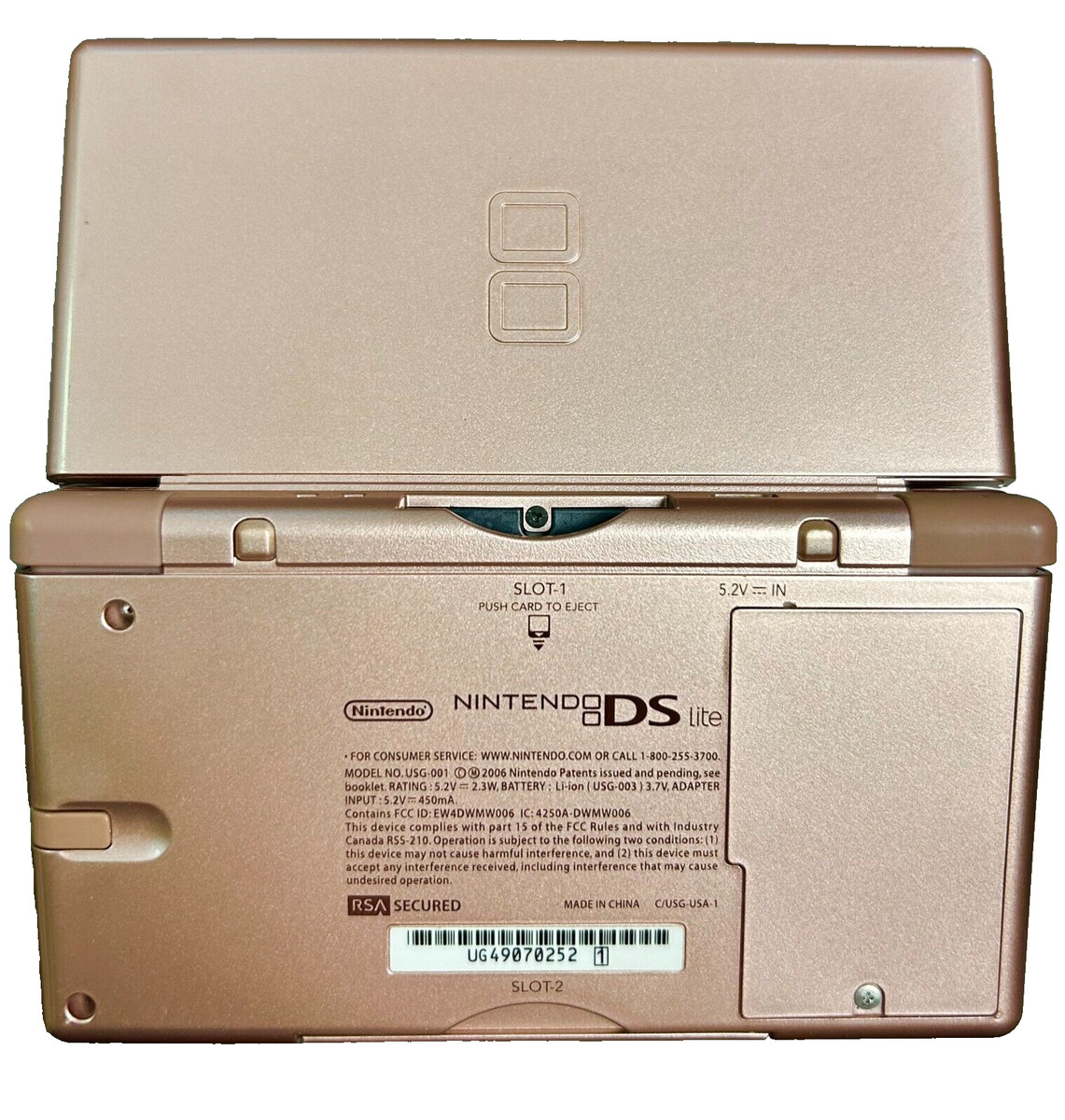 Genuine Nintendo DS Lite Metallic Rose Handheld System + Charger 