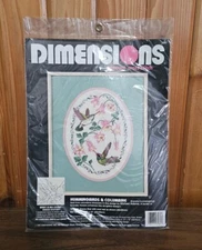 Dimensions Hummingbirds & Columbine No Count Cross Stitch Kit #3981 NOS 1993