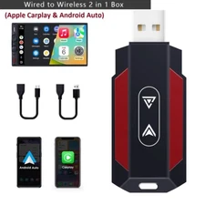 2-in-1 Wireless Carplay AI box Android Auto Adapter Converter Wired to Wireless