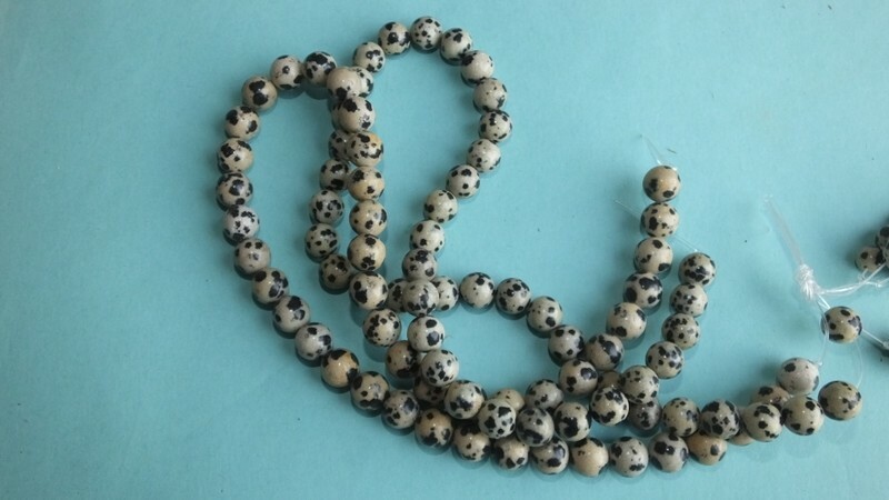 Perles en jaspe dalmatien 8mm, pierres naturelles polies de qualité supérieure