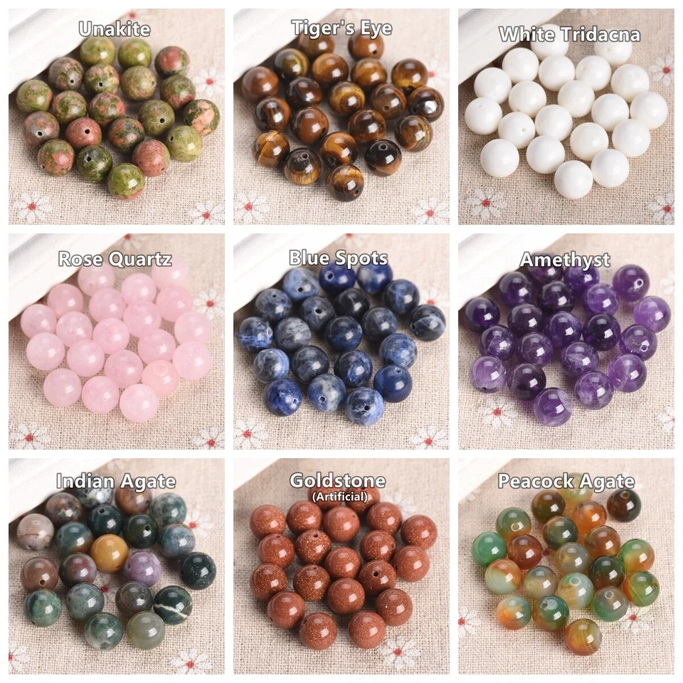 Natural Stone Round 4mm 6mm 8mm 10mm 12mm Loose Gemstone Beads For DIY Bracelet - Image 4 of 4