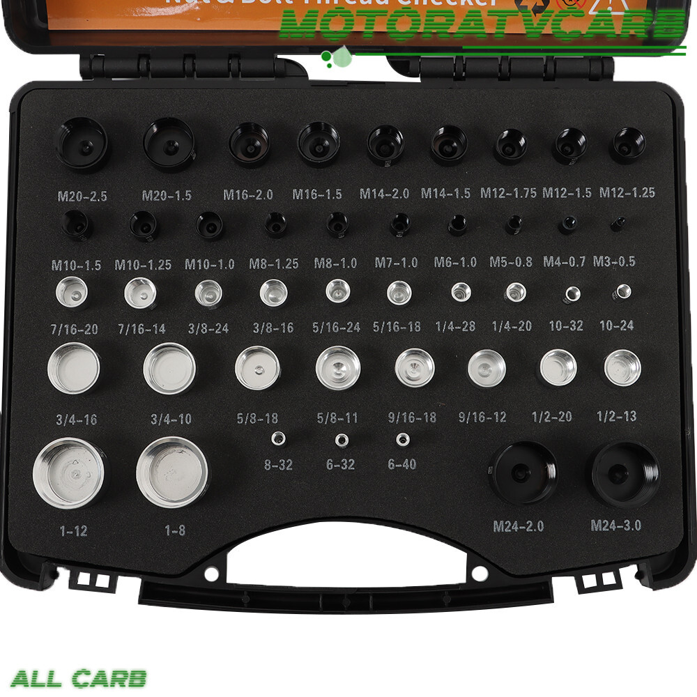 ALL-CARB 23 Metric and 21 Inch Nut and Bolt Thread Checker in Case 44 PCS