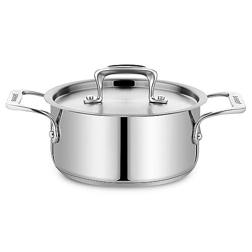 Stockpot “ 2 Quart “ Brushed Stainless Steel “ Heavy Duty Induction Pot With Lid