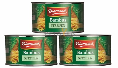 [ 3x 227g / 140g ATG ] DIAMOND Bambussprossen, Streifen / Bambus