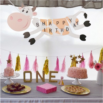 1 Pc Banner Cute Giraffe Pattern Party Decorations Streamer Animal