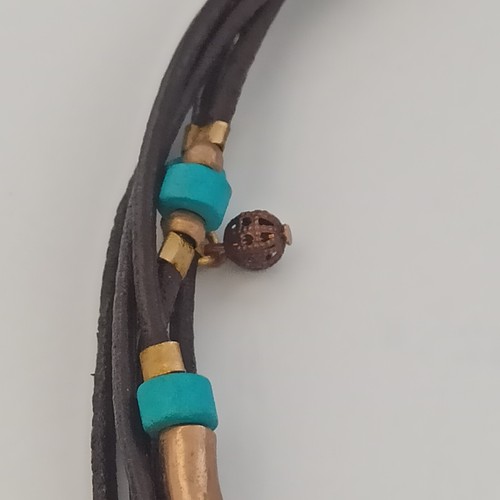 Bohemian Necklace Multi Leather Cord Artisan Turquoises Tone Beads Charm Boho 17 - Picture 10 of 18