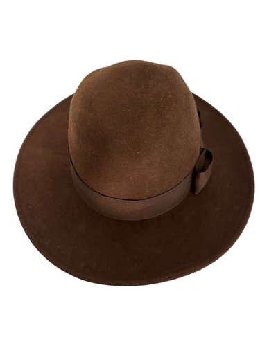 Unbranded Medium Size 7 1/8 Brown 100% Wool Wide Brim Fedora Hat - Picture 2 of 7