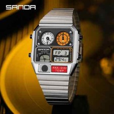Men's LED Digital Watch Square Multifunctional Dial Thermometer Waterproof Gift