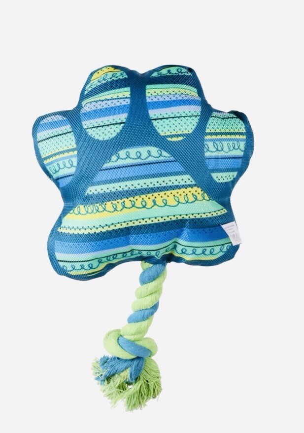 Greenbrier Kennel Club Shaped Squeaky Dog Print With Attached Rope 10 Inches
