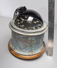 Vintage E.S. Ritch & Sons Brass Nautical Compass -Pembroke, Mass -Large 7"
