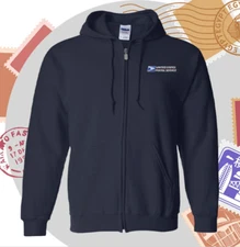 Full-Zip Hooded Sweatshirt Embroidery Pocket Size logo Postal Worker Post Office
