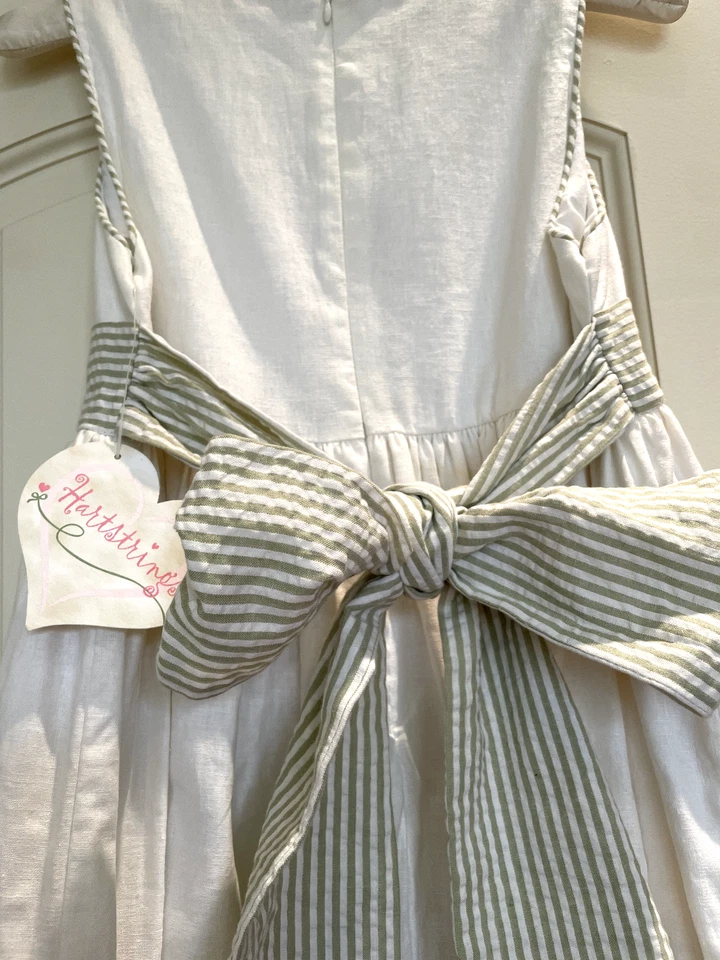Vestido Hartstrings Niña Talla 10 Blanco Lino Algodón con Cinturón Sin Mangas Nuevo con Etiquetas Foto 4 de 4