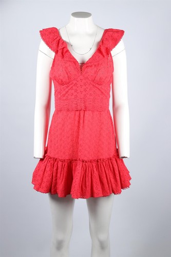 POUPETTE ST BARTH RED COTTON MINI DRESS SMALL - Picture 2 of 4