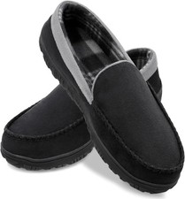 shoeslocker Mens Slippers Microsuede Moccasin Memory Foam House Shoes