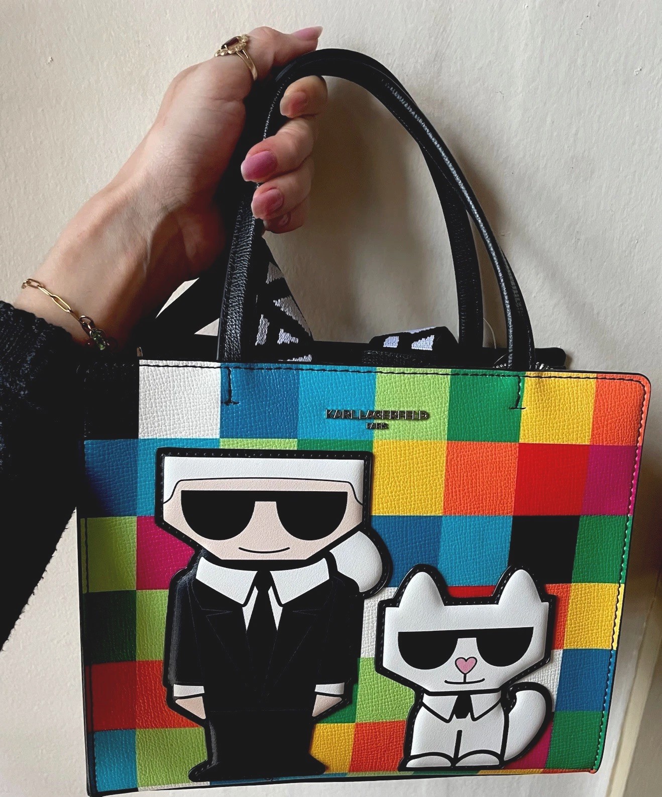 Karl Lagerfeld Paris Crossbody Bag Multi Color Checker print -never used!