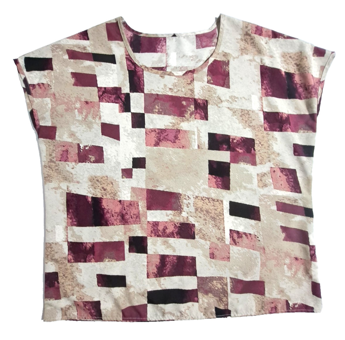 Women's Top Blouse Size XL Geometric Pattern Sleeve less Multicolor Round Neck