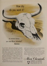 Alcoa Chemicals Picture Magazine Ad Vintage Original Wall Art Decor Cow Skull