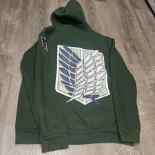 Chaqueta con capucha verde con cremallera Ripple Junction Attack on Titan Survey Corps para hombre M