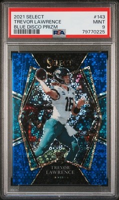 TREVOR LAWRENCE ROOKIE 2021 Select #143 Jaguars BLUE DISCO PRIZM /25 PSA 9