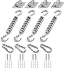 HOMPER Awning Attachment Set, Heavy Duty Sun Shade Sail Stainless Silver 