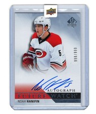 2015/16 SP Authentic Future Watch Noah Hanifin Rookie Card RC Auto /999. rookie card picture