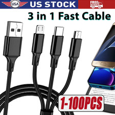 3in1 Fast USB Charging Cable Universal Multi Function iPhone 17 Charger Cord lot